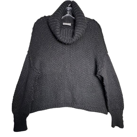 Wooden Ships Black Chunky Turtleneck Sweater Sz S/M Mohair Wool Balloon Sleeves - Picture 3 of 16